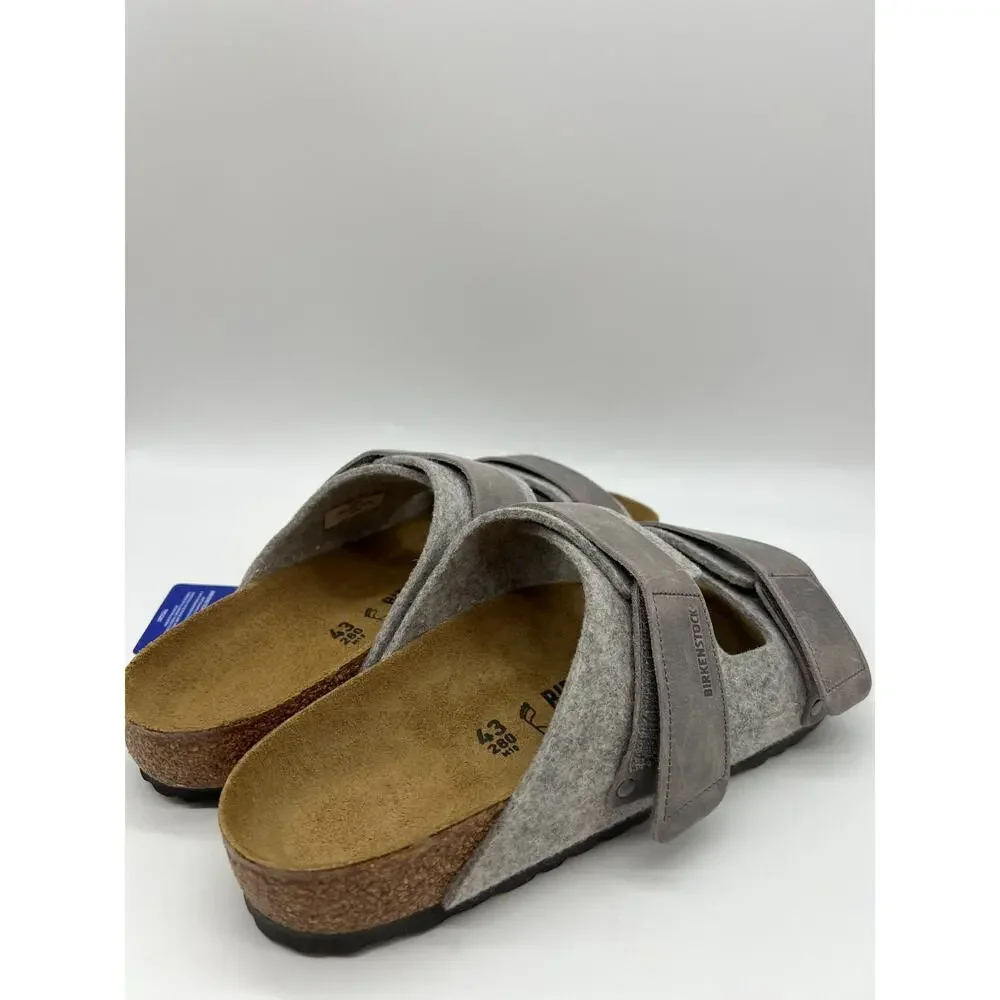 Birkenstock Uji Natural Leather Felt Light Gray Sandal Men’s Size 10 New
